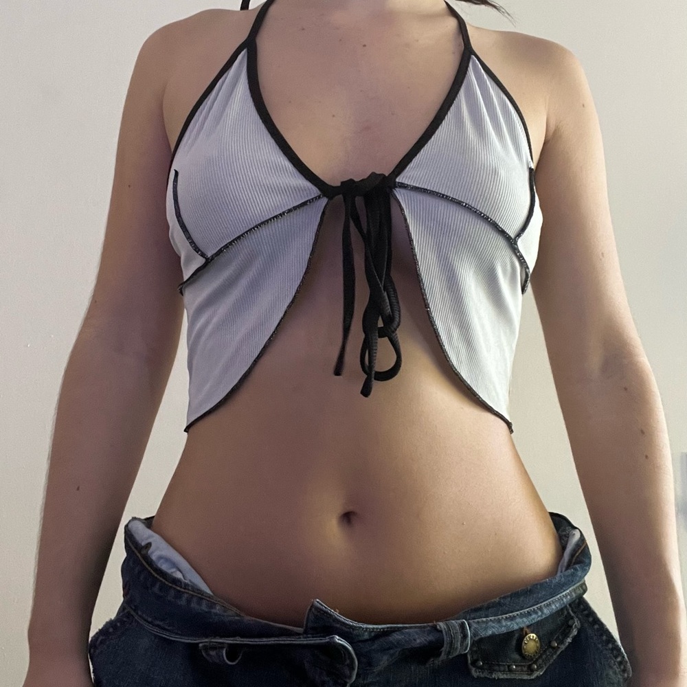 White self tie halter top